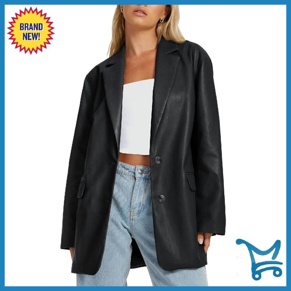 Faux Leather Motorcycle Jacket Oversized Bomber Coat Fall Winter